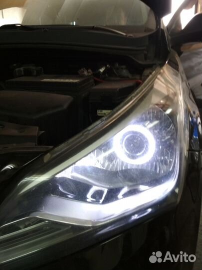 Фары передние на Hyundai Solaris 2014 С линзами