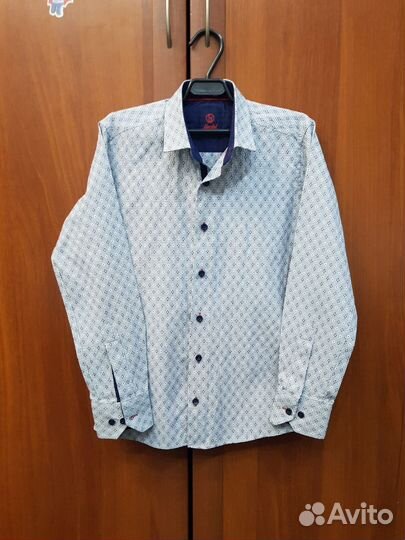 Стильная рубашка светло-серая 134