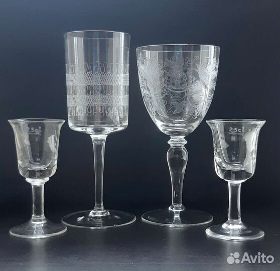 Старинные рюмки / Винтажные бокалы с пантографией