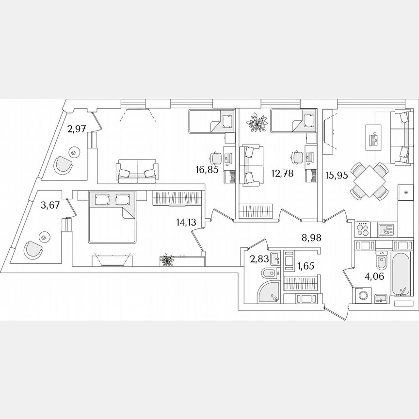 3-к. квартира, 80,6 м², 15/17 эт.