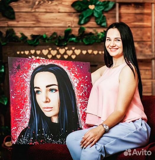 Портрет по фото на холсте на праздник с доставкой