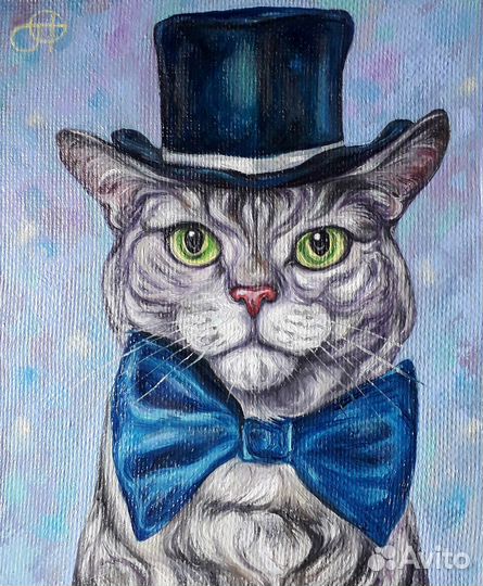 Картина с котом маслом