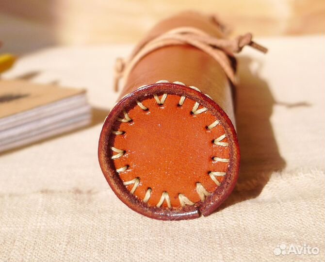 Тубус пенал из натуральной кожи