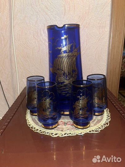 Кувшин со стаканами богемия