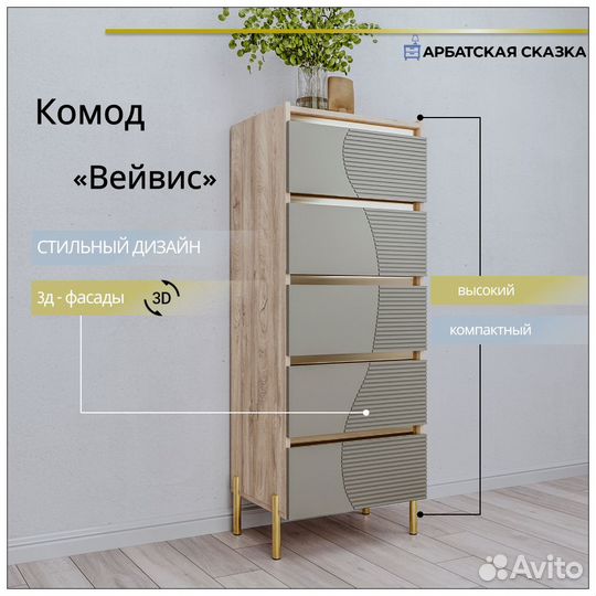 Комод Вэйвис (Дерево+сантьяго)