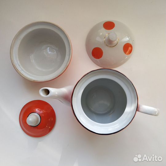 Чайник заварочный СССР красный в горох