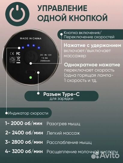 Массажный пистолет в кейсе,6 насадок