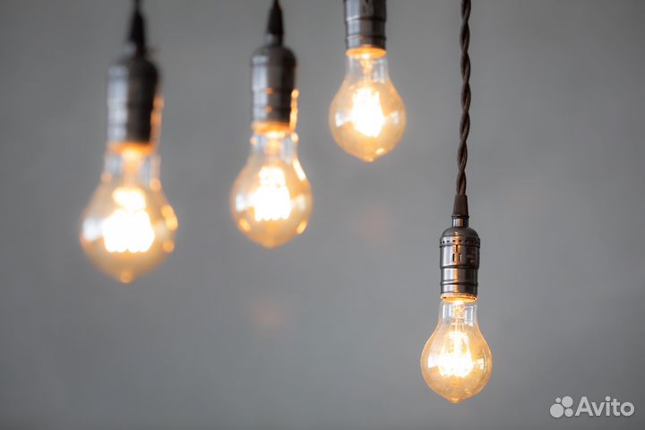 Светильник гирлянда loft с лампами Эдисона