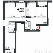 1-к. квартира, 106,6 м² (Белоруссия)