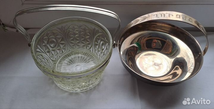 Конфетница мельхиор +ложки