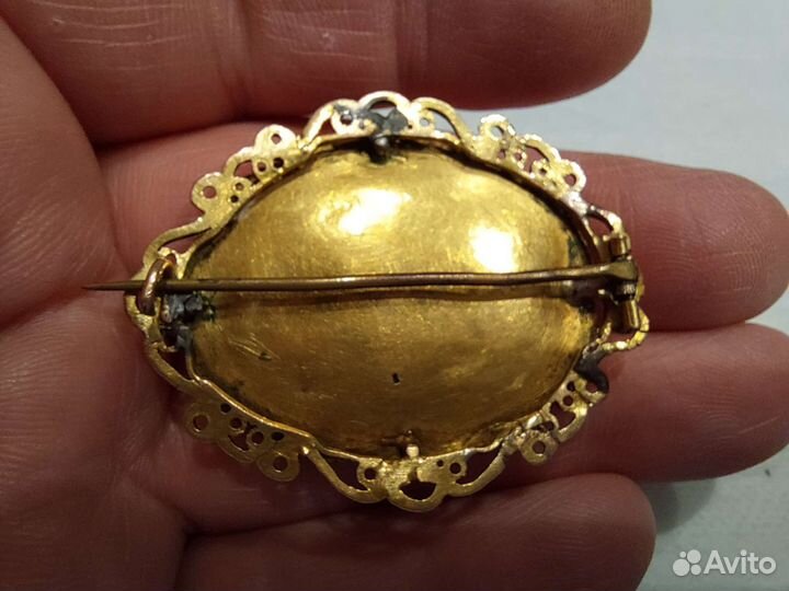 Антикварная золотая брошка. Кадуцей, якорь, книга