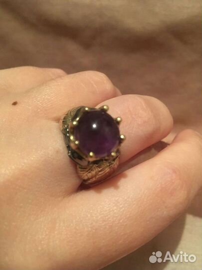 Серебряное кольцо с натуральным аметистом