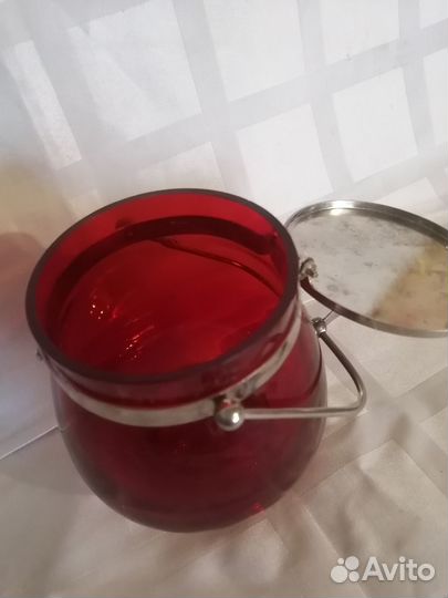 Сахарница цветное стекло СССР. Винтаж