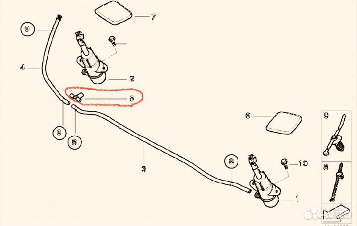 Тройник омывателя фар BMW orig. Новое