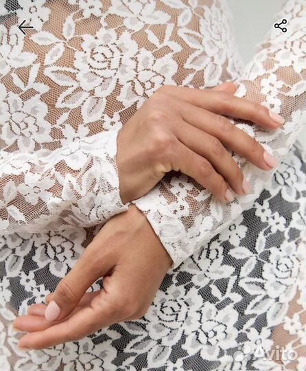 Платье длинное кружевное гипюр размер S