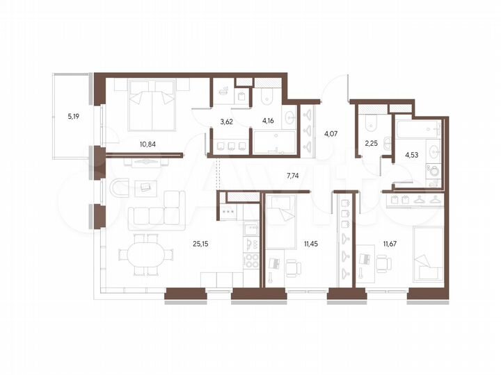 3-к. квартира, 85,5 м², 9/9 эт.