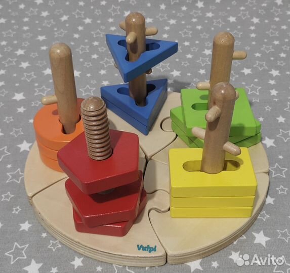 Большой деревянный пазл-сортер для малышей