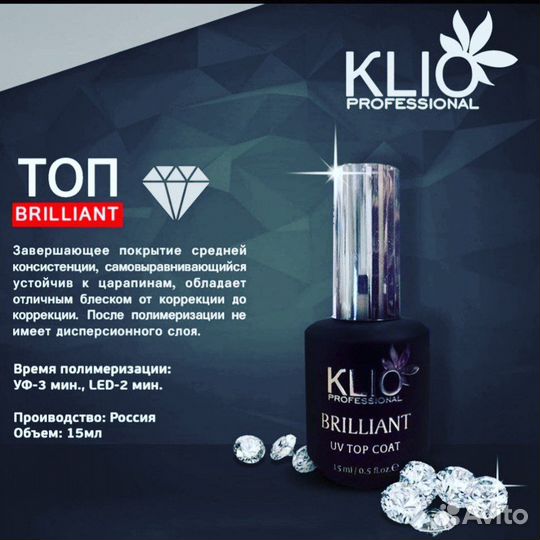 База,Топ для маникюра Klio Professional 15мл