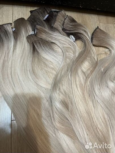 Волосы на трессах биопротеиновые блонд 90 см