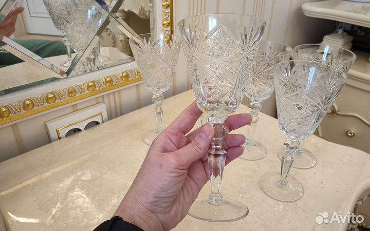 Фужеры бокалы хрусталь на фигурной ножке