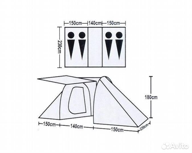 Палатка туристическая 4-х местная