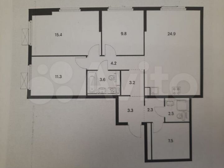 3-к. квартира, 88 м², 5/25 эт.