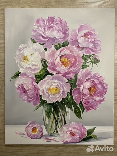 Букет пионов. Картина маслом