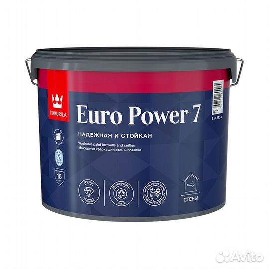 Краска моющаяся Tikkurila Euro Power 7 основа А ма