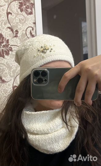 Комплект шапка и снуд женский