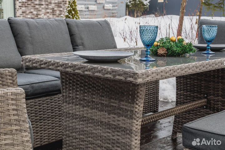 Мебель из ротанга комплект серый zoya
