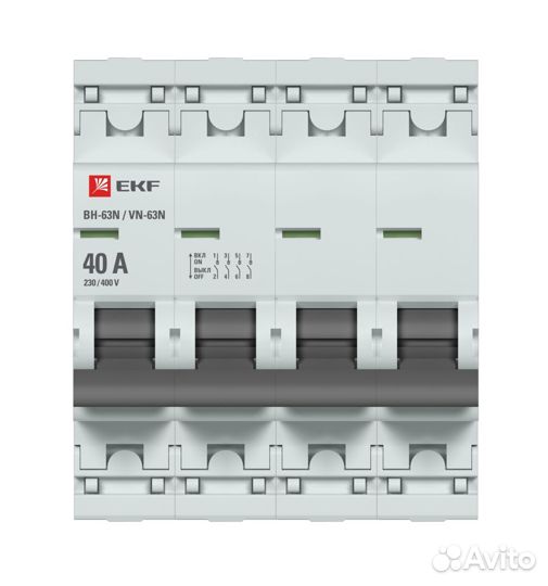 EKF Выключатель нагрузки 4P 40А вн-63N PROxima