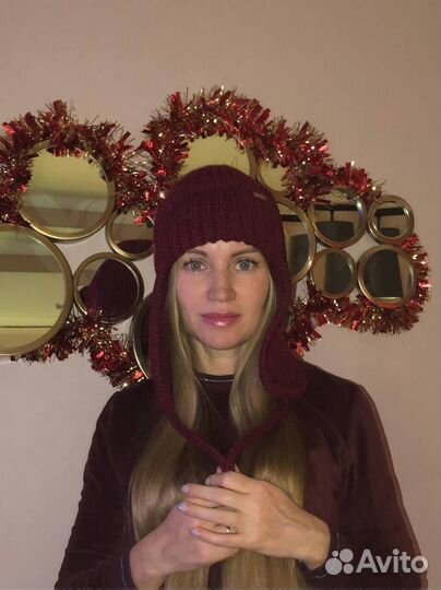 Шапка - ушанка вязаная ручной работы