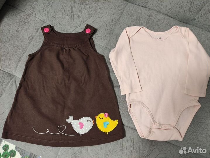 3 платья hm 68р и сарафан carters 9m(72см)