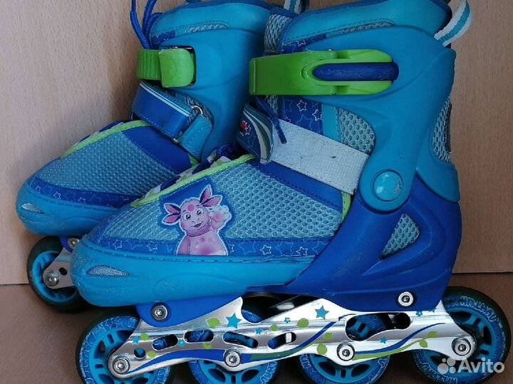 Роликовые коньки раздвижные р. 34-37 + шлем+защита