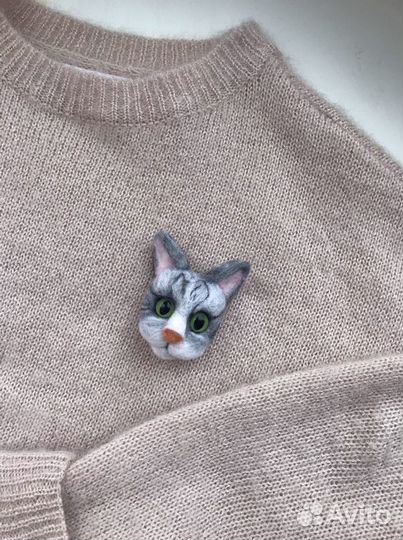 Брошь кошка ручной работы