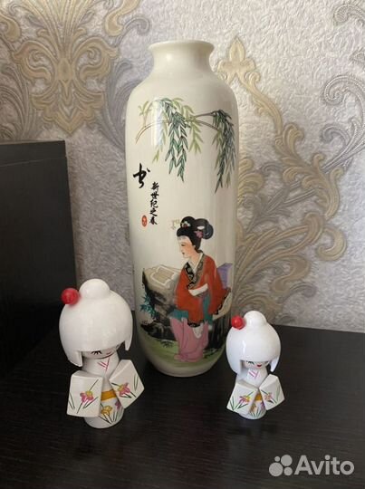 Китайские куклы, ручная работа. Ваза, фигурки