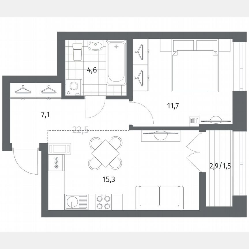 1-к. квартира, 40,2 м², 9/12 эт.