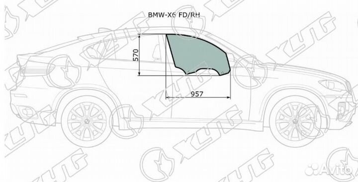 Стекло переднее правое опускное BMW X6 E71 08-14