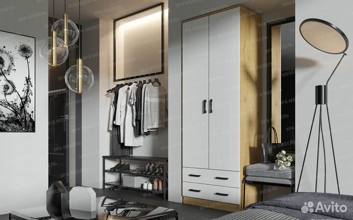 Шкаф двухстворчатый Дуэт платяной с ящиками