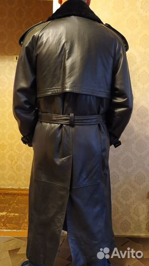Кожаный плащ мужской