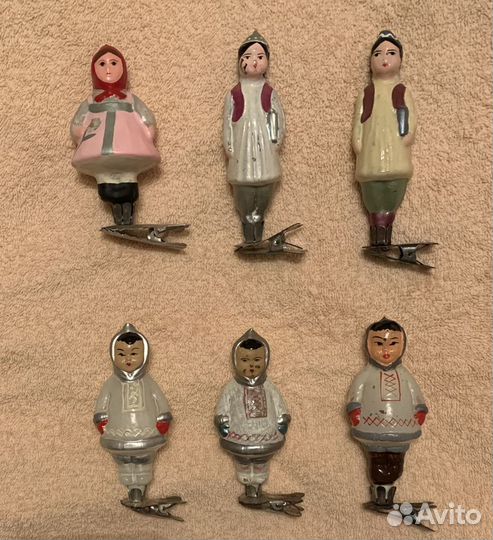 Елочные игрушки СССР дружба народов, винтаж