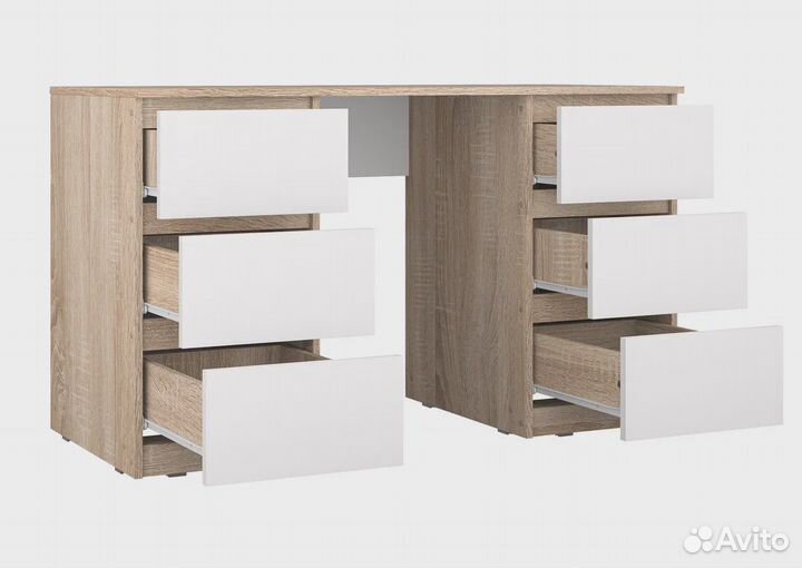 Стол письменный с ящиками белый