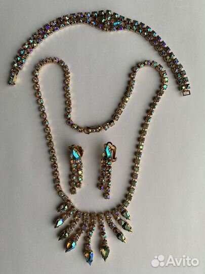 Колье клипсы браслет Чехословакия Аврора бореалис