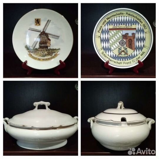 Ваза богемия, супница, кувшины, блюда, тарелки