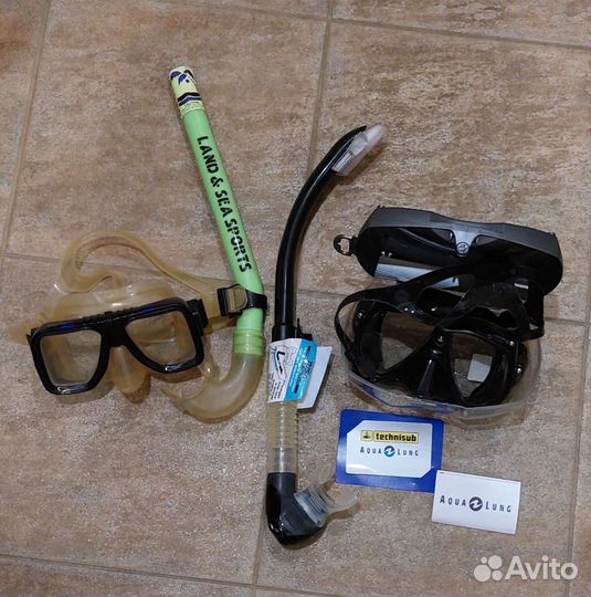 Маски, трубка, сумка для дайвинга