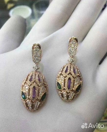 Золотые серьги bvlgari Serpenti