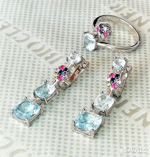 Серьги, кольцо гол.топаз разм.18,5 С211