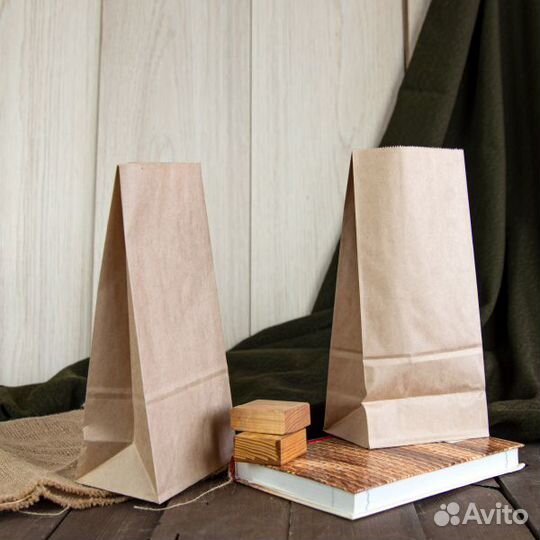 Бумажные крафт пакеты С прямоугольным дном