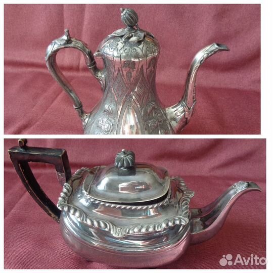 Кувшин Кофейник Молочник Посеребренное Англия