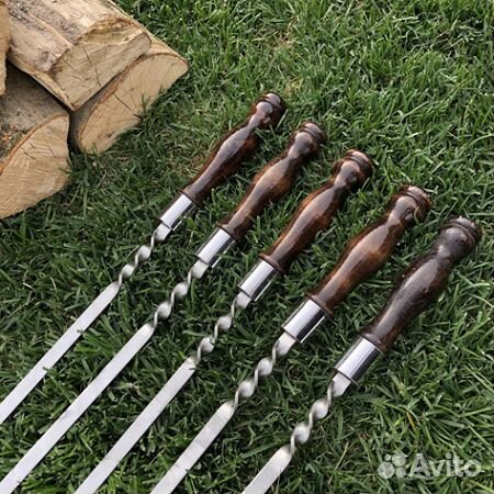 Шампур с деревянной ручкой рк 40см